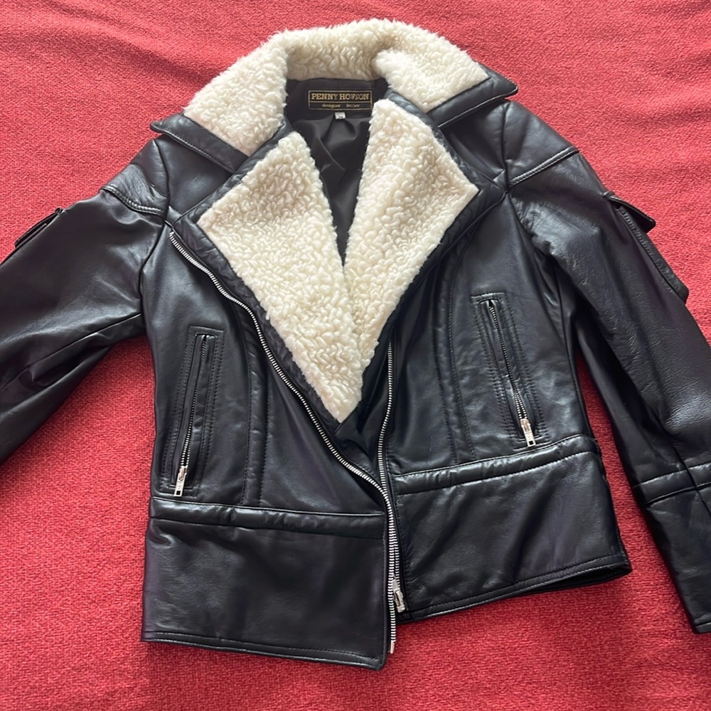 Vintage Bomber leather Jacket Penny Howson Designer Womens 34